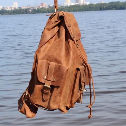 Рюкзак портфель из натуральной матовой кожи