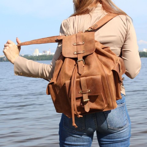 Рюкзак портфель из натуральной матовой кожи